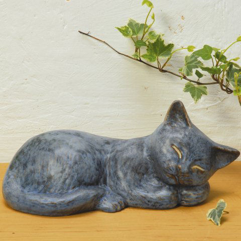 Katzenfigur Dekoskulptur, Tierfigur aus Keramik
