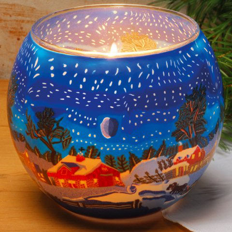 Deko Leuchtglas mit Motivlandschaft „Winter”