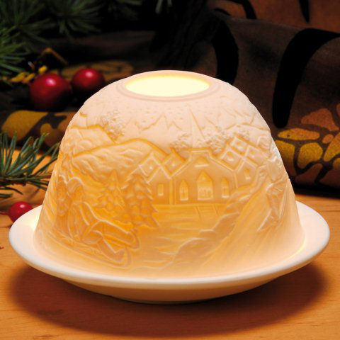 Dome Light Porzellan-Windlicht „Winterliche Landschaft”