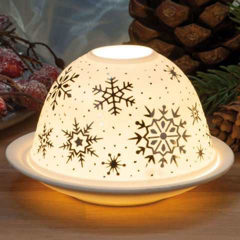 Dome Light Brillant Porzellan-Windlicht „Schneeflocke”