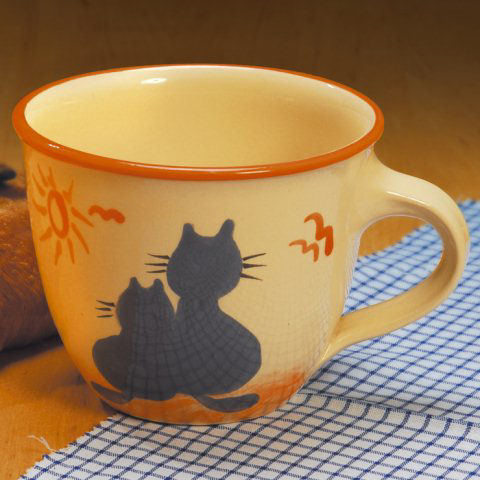 Maxi-Tasse „Katzenpaar” aus spülmaschinenfester Keramik