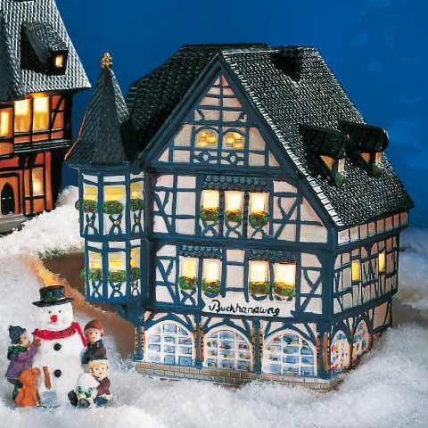 Keramik Lichthaus Weihnachtsdeko „Buchhandlung”