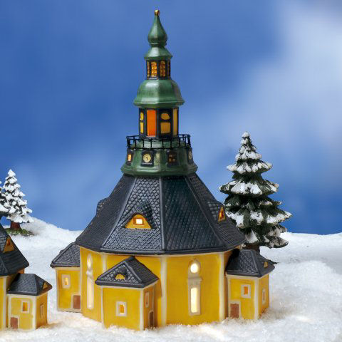 Keramik Lichthaus Weihnachtsdeko „Seiffener Bergkirche”
