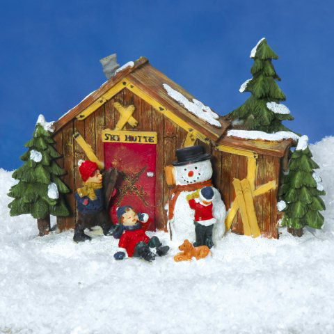Lichthäuser Weihnachtsdeko „Skihütte mit Kindern”