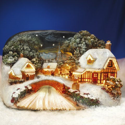 Lichthäuser Weihnachtsdeko Set „Dorf am Fluss mit Brücke”