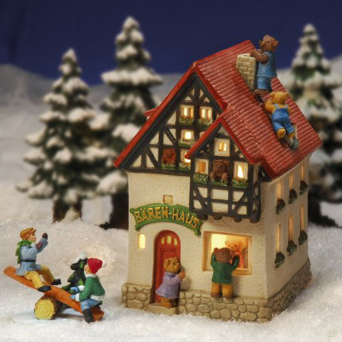 Keramik Lichthaus Weihnachtsdeko „Bärenhaus”