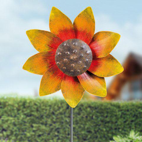 Windrad „Sonnenblume”, farbenfroher Gartendeko Beetstecker