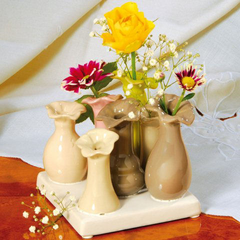 Keramikvasen Tischdekoration, Blütenstecker Ensemble