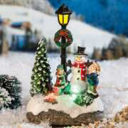 Lichthäuser Miniaturfiguren „Schneemanngruppe mit LED”