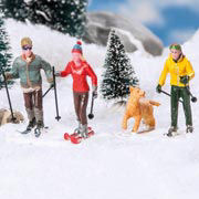 Lichthäuser Miniaturfiguren „Schneewanderer mit Hund”