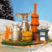 Lichthäuser Miniaturfiguren Set „Katzenfamilie auf dem Land”