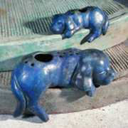 2376-G Heizungsverdunster Liegender Hund, groß, granit, 12 cm × 19 cm