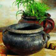 Keramik Barockkübel mit Henkel und Bodenloch