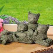 Gartenfigur „Katzenkinder”, Tierfigur Skulptur aus Steinguss