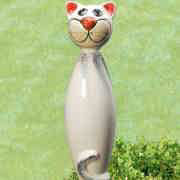 4561 Stelen-Katze, weiß, Höhe 38 cm, Stange 1,20 m