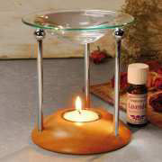 Duftlampe aus Holz und Glas