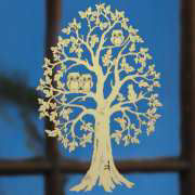 Fensterbild &bdquo;Baum mit Eulenfamilie&rdquo;