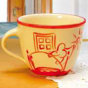 Keramiktasse „Morgenmuffel”, handbemalte Kaffeetasse