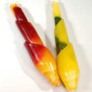 6429 Stabkerze, marmoriert, orange-bordeaux, Länge 20 cm