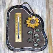 Haustürschild Thermometer Sonnenblume