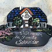 Haustürschild Landhaus mit Hund