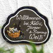 Haustürschild Katzenkinder im Korb