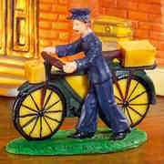 Miniaturfigur Postbote mit Fahrrad