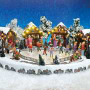 Lichthäuser Weihnachtsdeko Miniatur-Szene „Eislaufbahn”