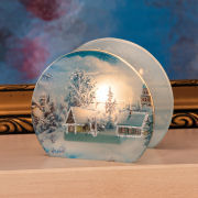 Teelichthalter „Winterlandschaft”, Windlicht aus Glas