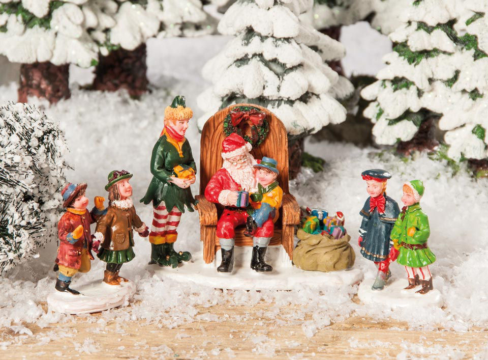 Lichthäuser Miniaturfiguren Set „Weihnachtsmann-Besuch”