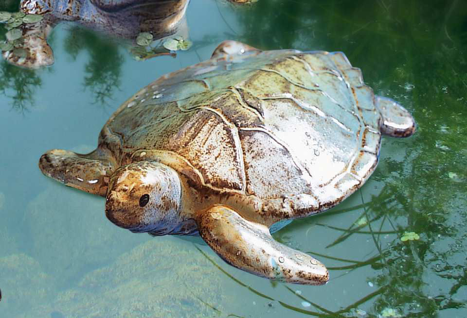Gartenteich Schwimmschildkröte, Gartendeko Teichfigur