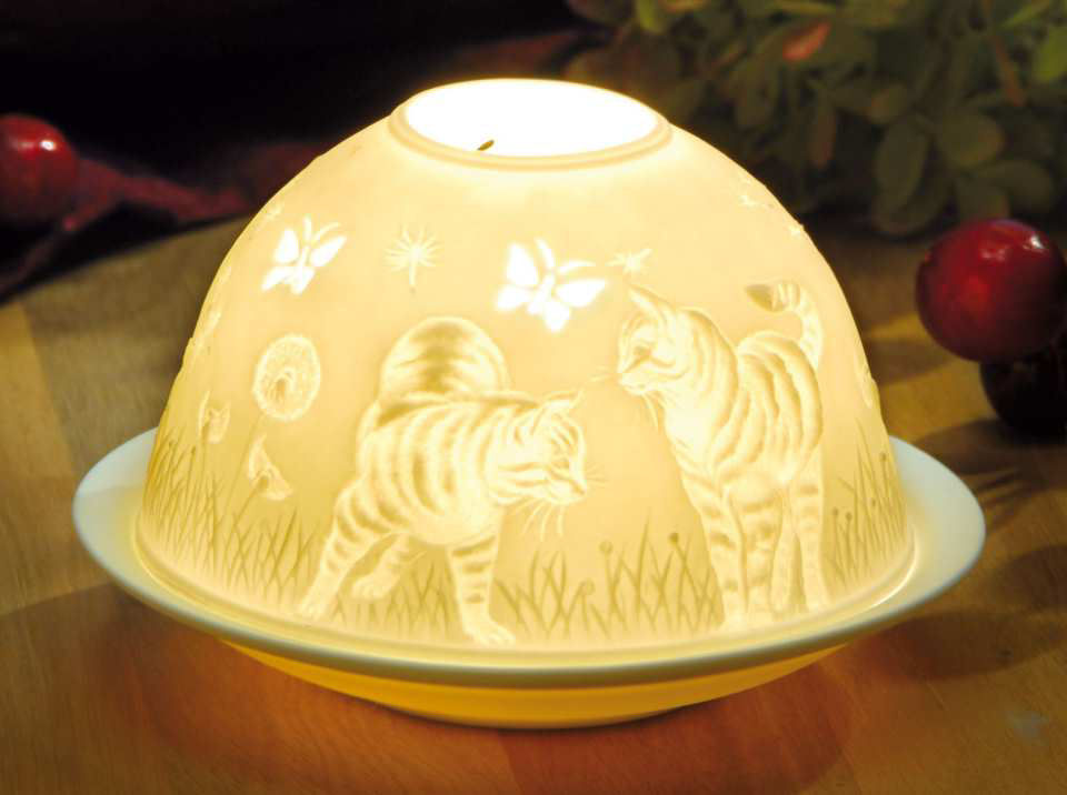 Dome Light Porzellan-Windlicht „Katzenfamilie”