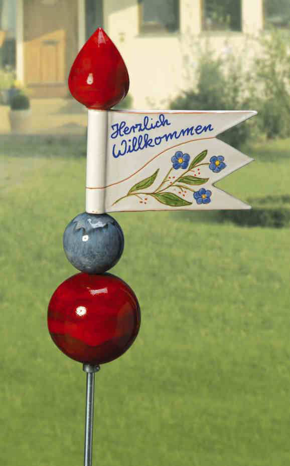 Gartenstele mit Fahne