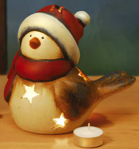 Windlicht Wintervogel