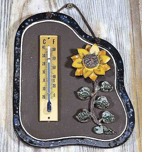 Haustürschild Thermometer Sonnenblume