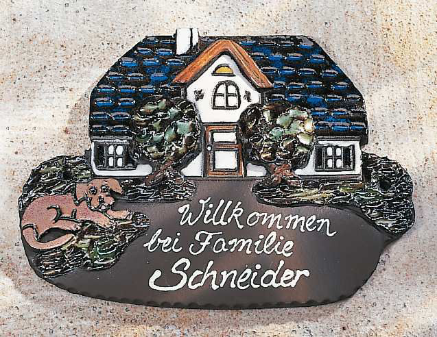 Haustürschild Landhaus mit Hund