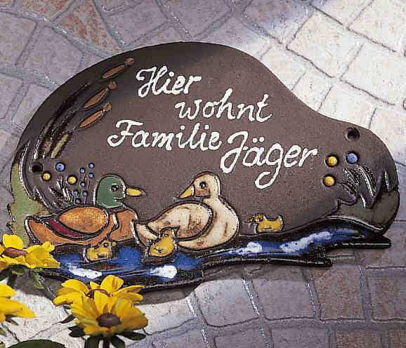 Haustürschild Enten mit Küken