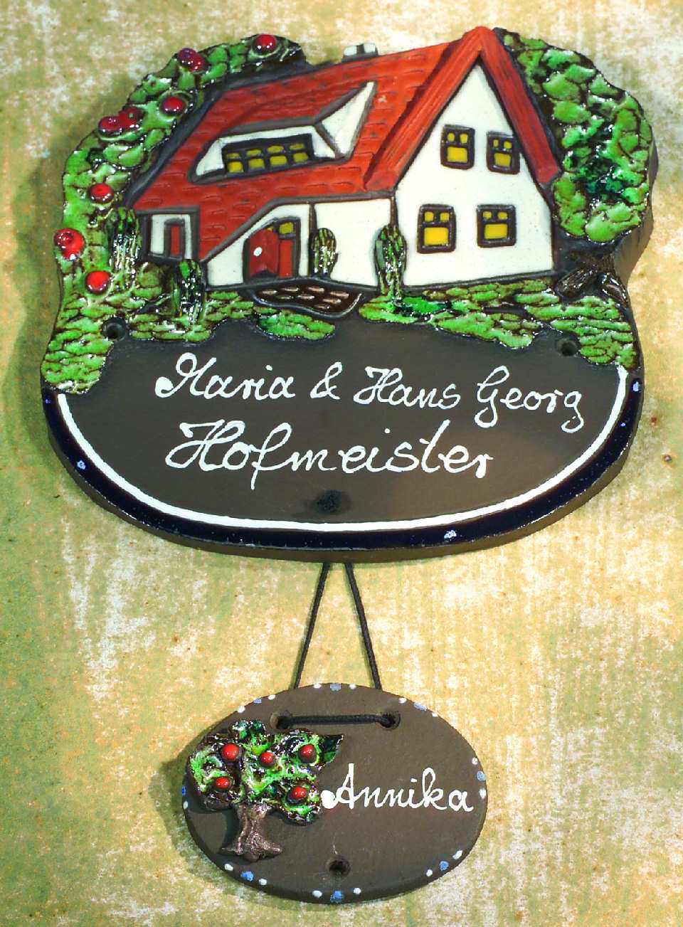 Haustürschild Haus mit Erker