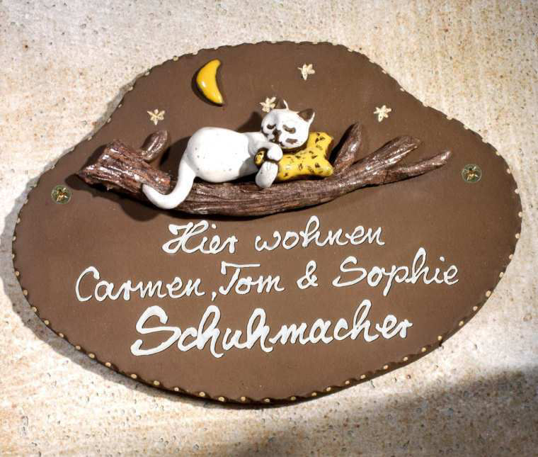 Haustürschild Schlafende Katze