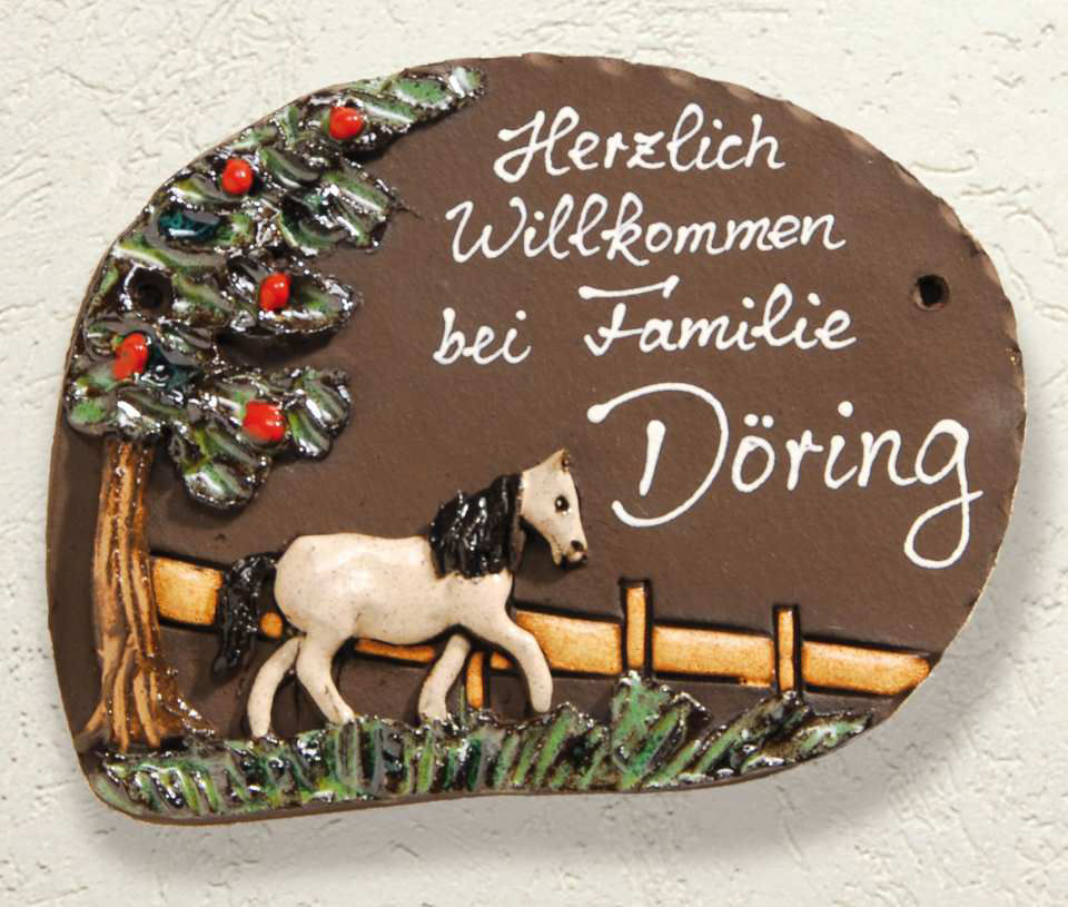 Keramik Türschild „Pferd”, wetterfestes Namensschild
