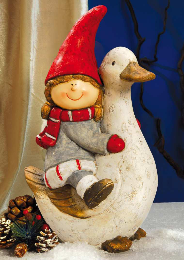 Wichtelmädchen auf Gans