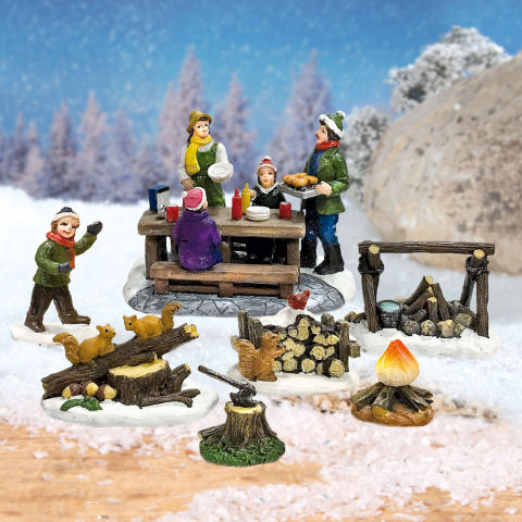 Lichthäuser Miniaturfiguren Set „Winter-Picknick”