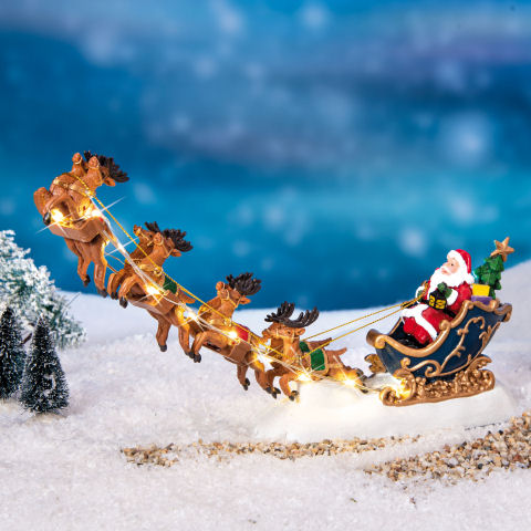 Lichthäuser Miniaturfigur „Nikolaus-Rentierschlitten”