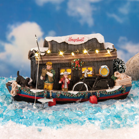 Lichthäuser Weihnachtsdeko „Hausboot” mit Beleuchtung
