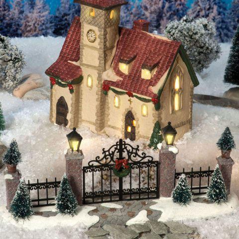 Miniatur Nostalgie-Zaun mit LED, Lichthäuser Weihnachtsdeko