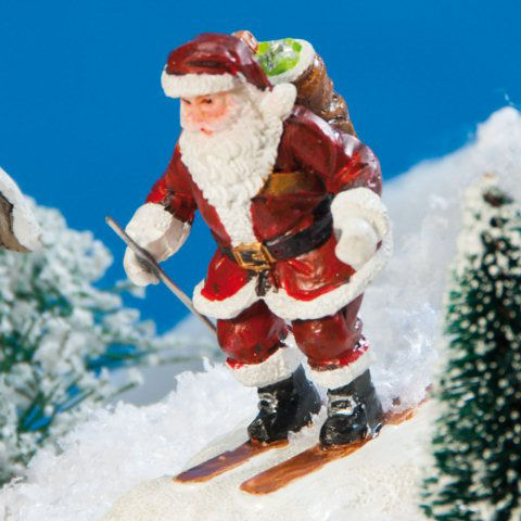 Lichthäuser Miniaturfigur „Weihnachtsmann auf Skiern”