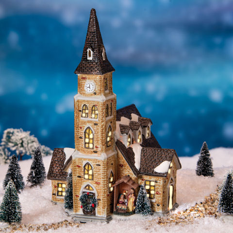 Lichthäuser Weihnachtsdeko „Dorfkapelle mit Licht”