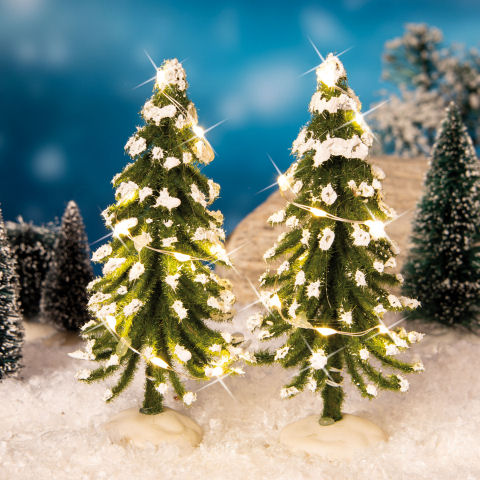 Lichthäuser Miniatur Landschaftsdeko Winter-Tannen mit LED