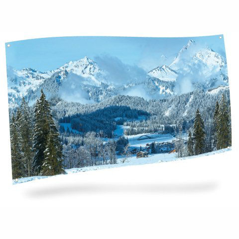 Lichthäuser Weihnachtsdeko Fototuch mit Berglandschaft