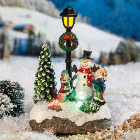 Lichthäuser Miniaturfiguren „Schneemanngruppe mit LED”